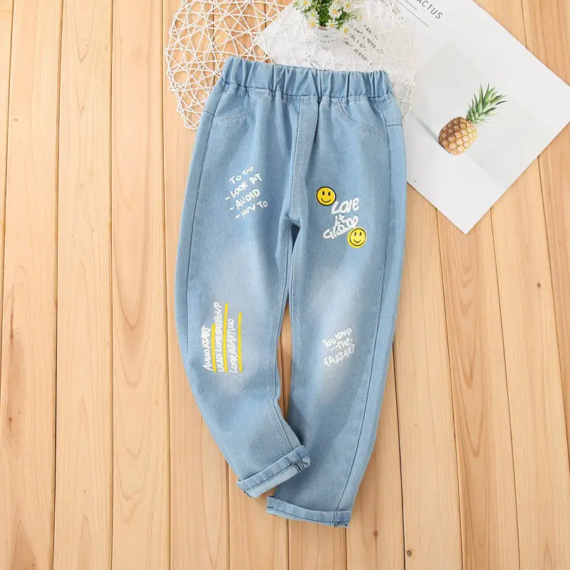 Children's clothing boys casual pants spring and autumn girls students Denim pants Celana jeans anak -anak
