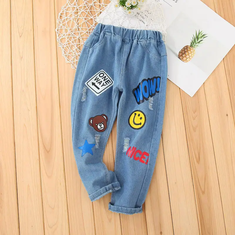 Children's clothing boys casual pants spring and autumn girls students Denim pants Celana jeans anak -anak
