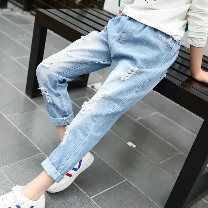 Children's clothing boys casual pants spring and autumn girls students Denim pants Celana jeans anak -anak