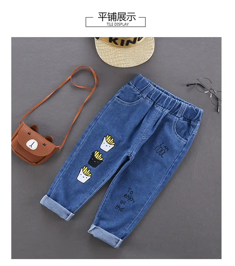 Children's clothing boys casual pants spring and autumn girls students Denim pants Celana jeans anak -anak