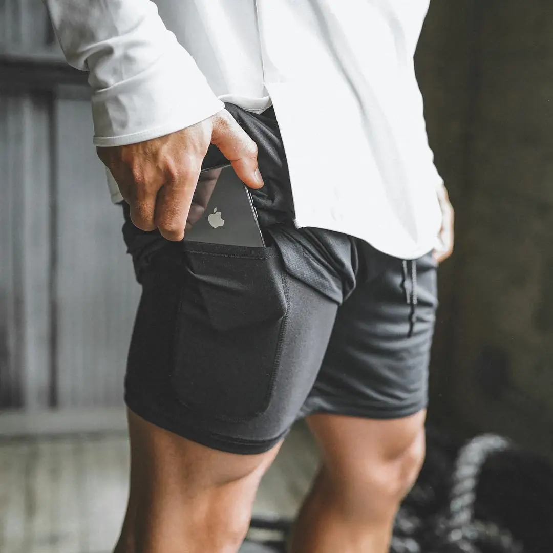 Men's Black Sports Shorts with Drawstring Waist - Image 11
