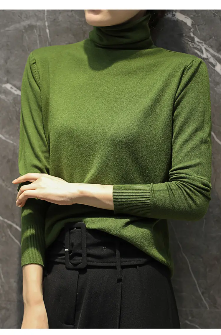 Women's Teal Turtleneck Knit Pullover 2025 Winter - Image 11