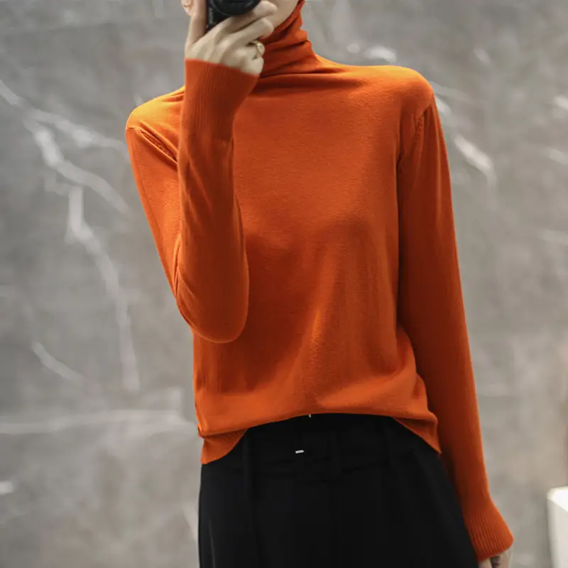 Women's Teal Turtleneck Knit Pullover 2025 Winter - Image 12