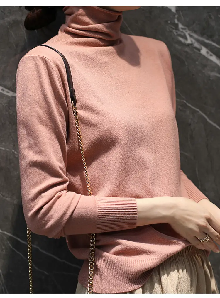 Women's Teal Turtleneck Knit Pullover 2025 Winter - Image 13