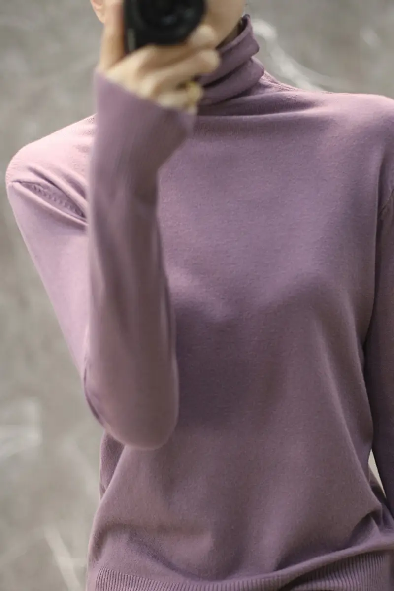 Women's Teal Turtleneck Knit Pullover 2025 Winter - Image 2