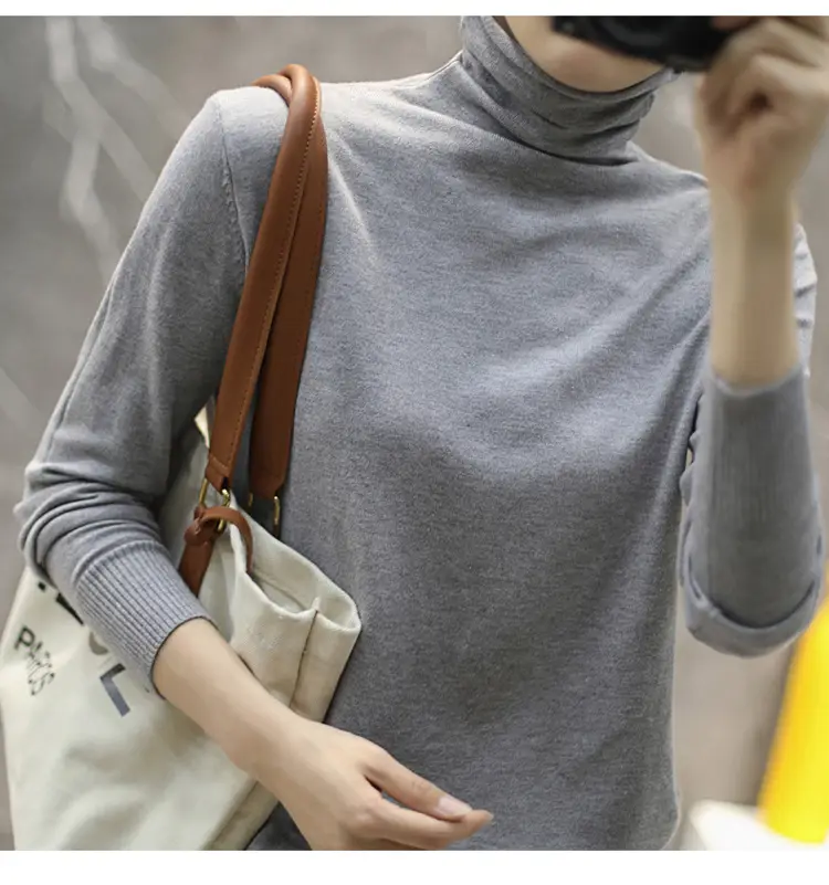 Women's Teal Turtleneck Knit Pullover 2025 Winter - Image 3