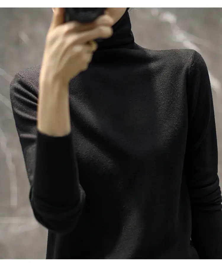 Women's Teal Turtleneck Knit Pullover 2025 Winter - Image 4