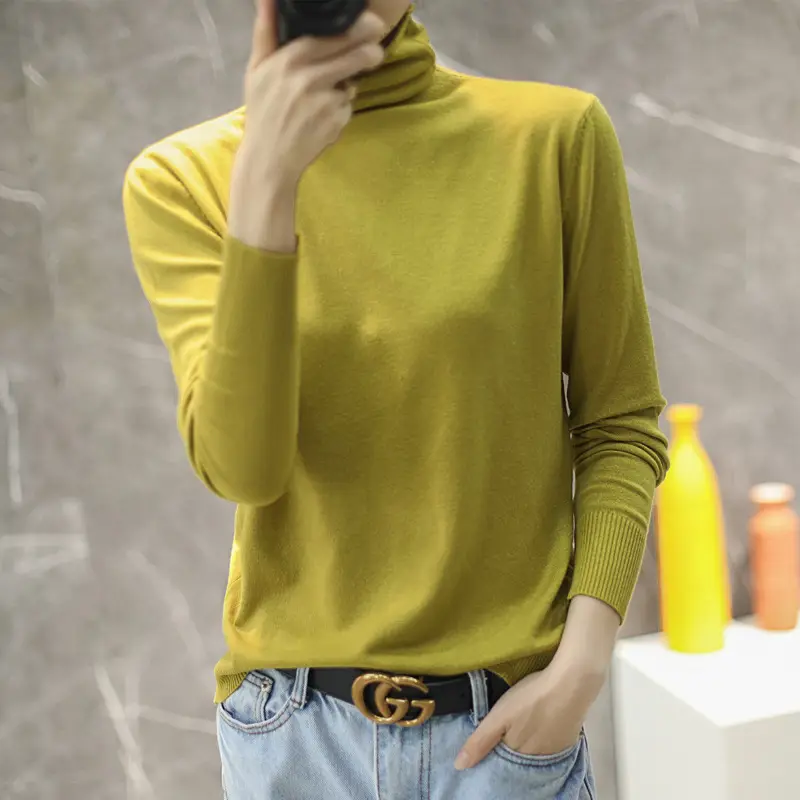 Women's Teal Turtleneck Knit Pullover 2025 Winter - Image 6