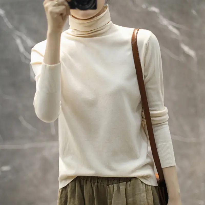 Women's Teal Turtleneck Knit Pullover 2025 Winter - Image 7