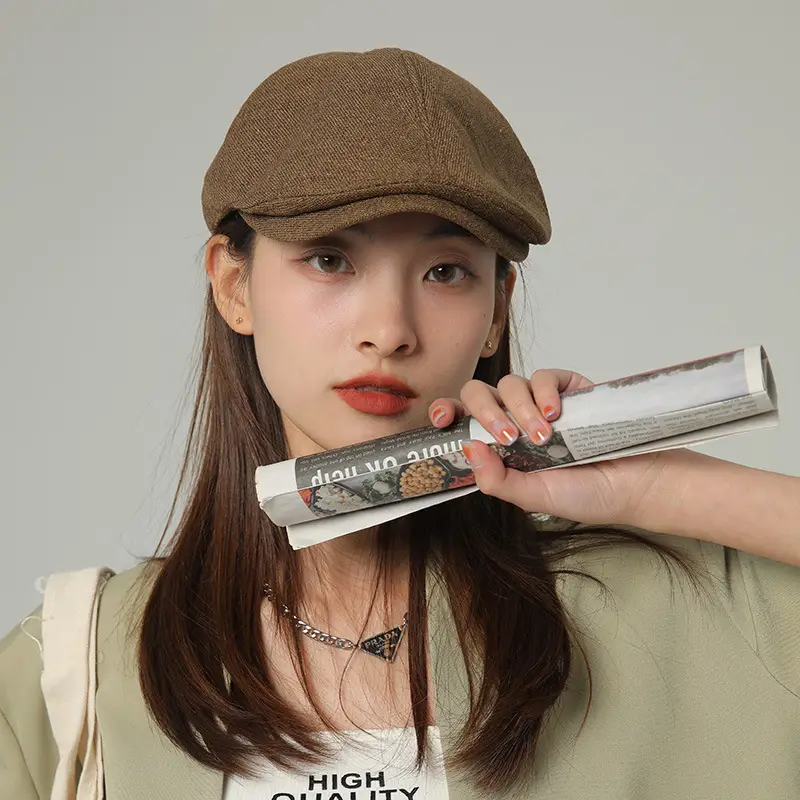 Women Linen Forward Cap Summer Vintage Beret Men Autumn Winter - Image 6