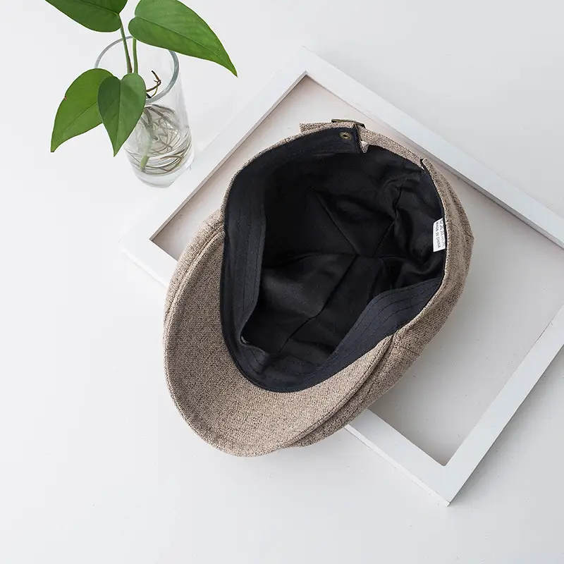 Women Linen Forward Cap Summer Vintage Beret Men Autumn Winter - Image 7