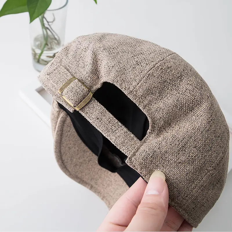 Women Linen Forward Cap Summer Vintage Beret Men Autumn Winter - Image 8