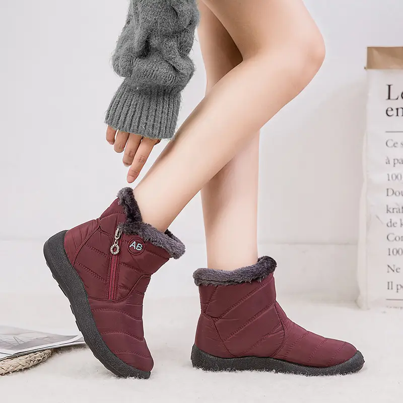 Women's Maroon Warm Waterproof Snow Boots Middle Size - Image 33