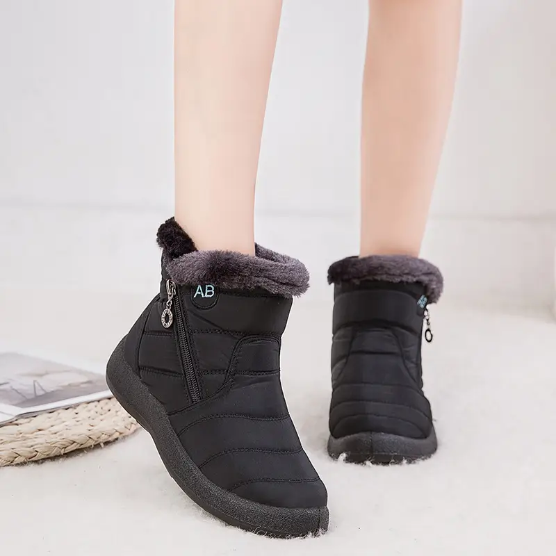 Women's Maroon Warm Waterproof Snow Boots Middle Size - Image 34