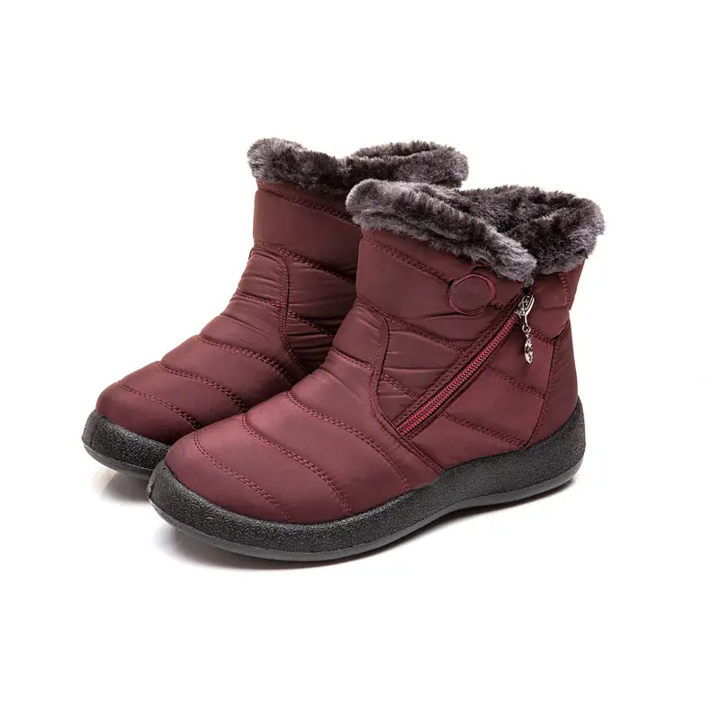 Women's Maroon Warm Waterproof Snow Boots Middle Size - Image 3