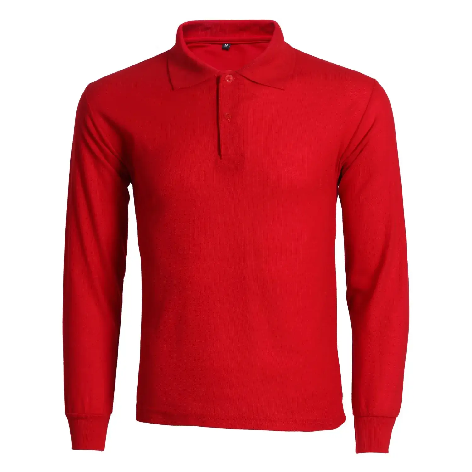 Blue Long Sleeve Polo Shirt with Logo Embroidery - Image 2