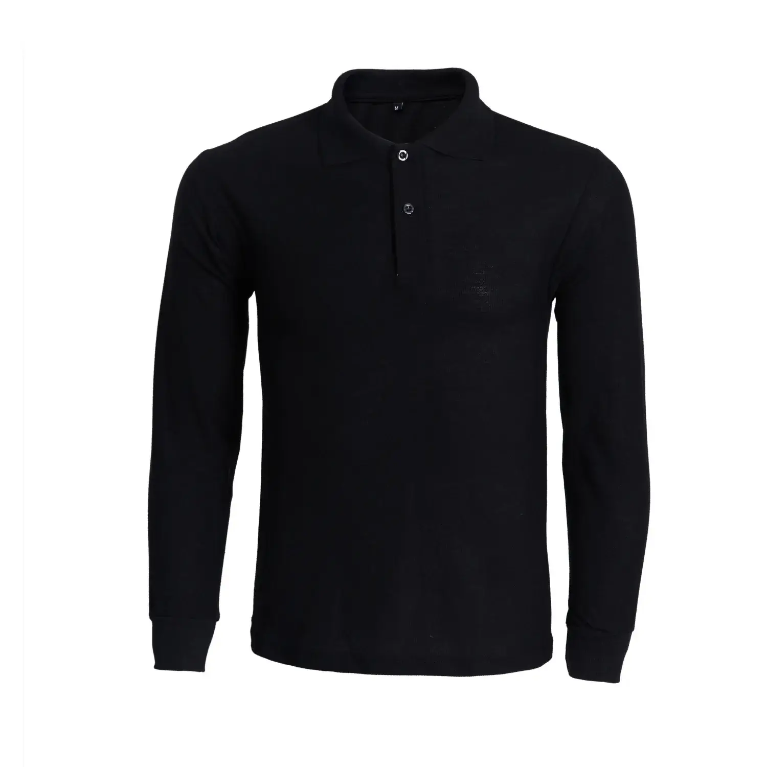 Blue Long Sleeve Polo Shirt with Logo Embroidery - Image 4