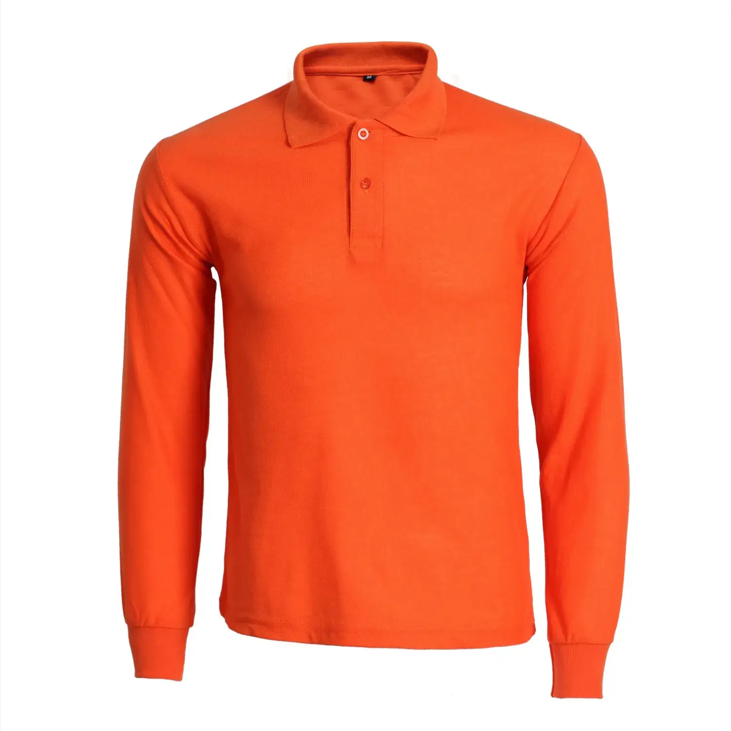 Blue Long Sleeve Polo Shirt with Logo Embroidery - Image 5