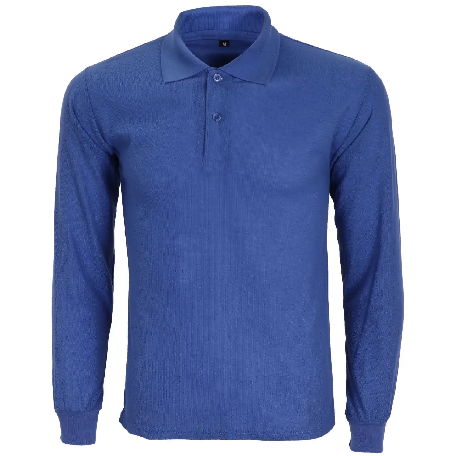 Blue Long Sleeve Polo Shirt with Logo Embroidery - Image 7