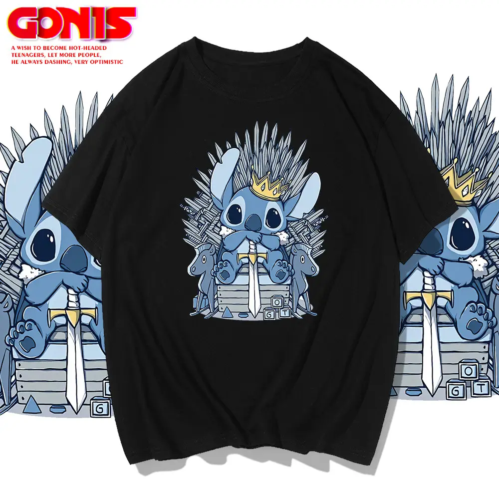 Men Women Stitch Print T-Shirt White Summer Class