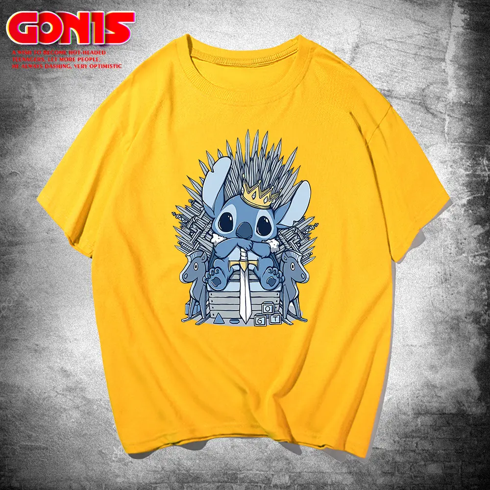 Men Women Stitch Print T-Shirt White Summer Class