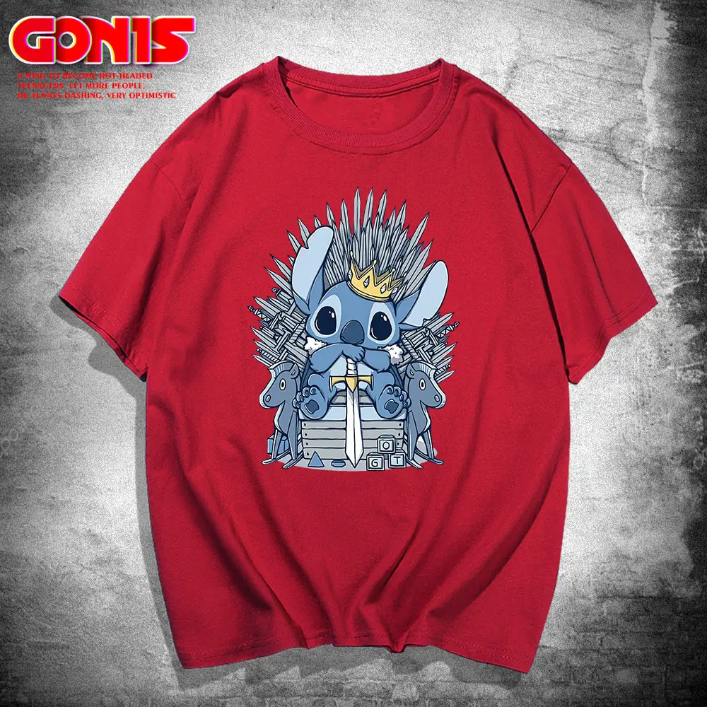 Men Women Stitch Print T-Shirt White Summer Class