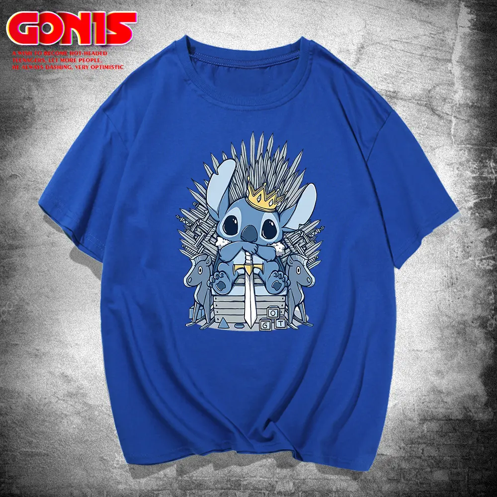 Men Women Stitch Print T-Shirt White Summer Class