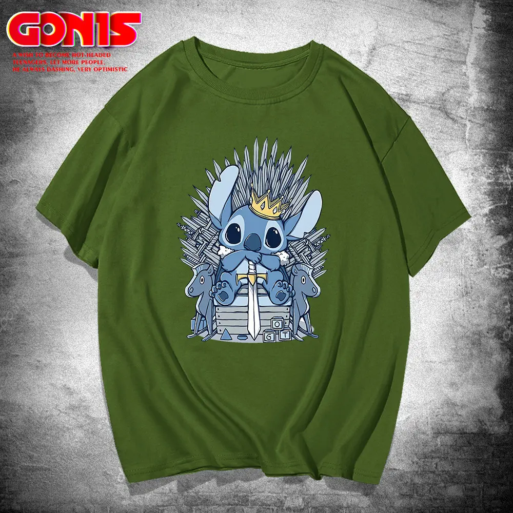 Men Women Stitch Print T-Shirt White Summer Class