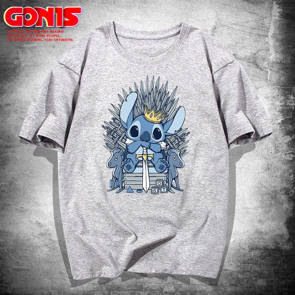 Men Women Stitch Print T-Shirt White Summer Class