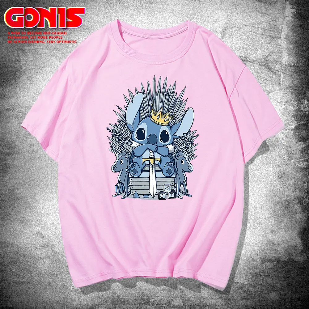 Men Women Stitch Print T-Shirt White Summer Class