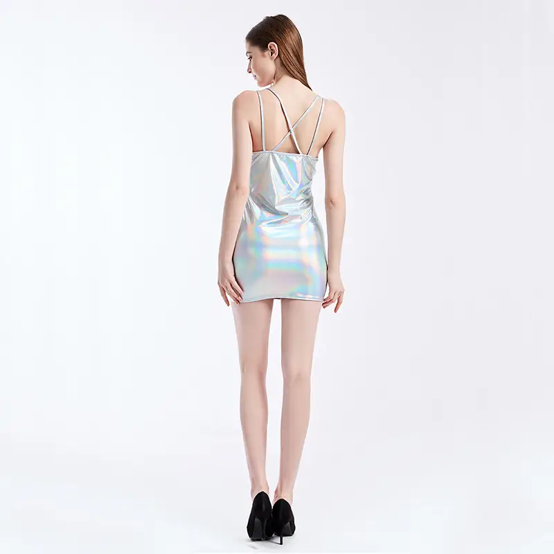 Silver Metallic Strapless Hip Dress for Women - Image 9
