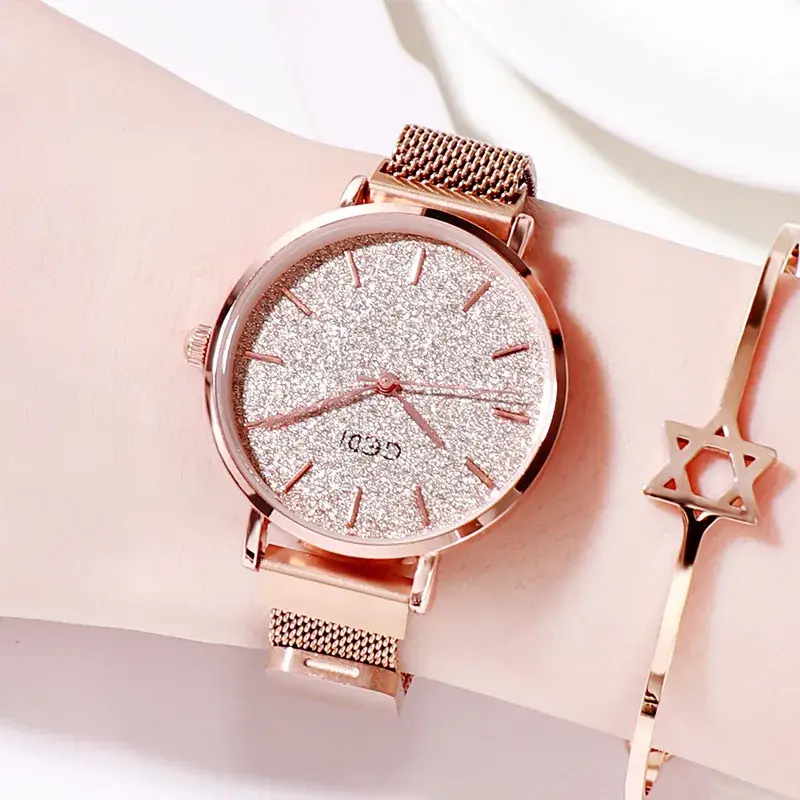 Women's Rose Gold Glitter Watch with Magnetic Band - Image 15