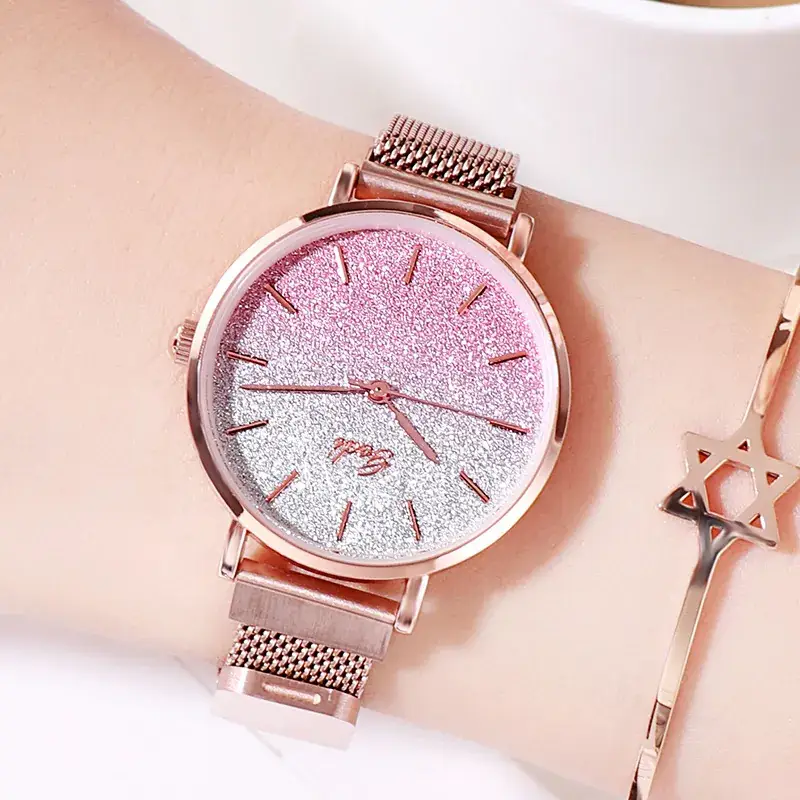 Women's Rose Gold Glitter Watch with Magnetic Band - Image 11