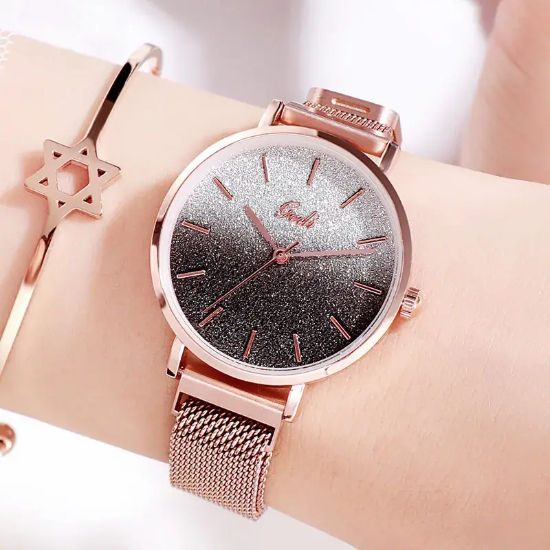 Women's Rose Gold Glitter Watch with Magnetic Band - Image 7