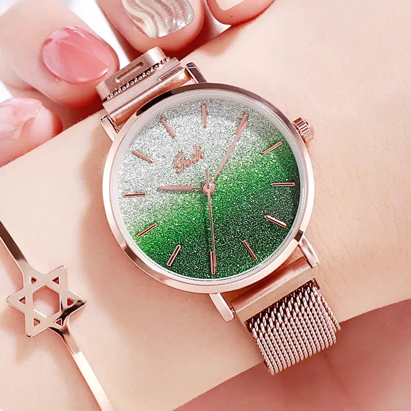 Women's Rose Gold Glitter Watch with Magnetic Band - Image 8
