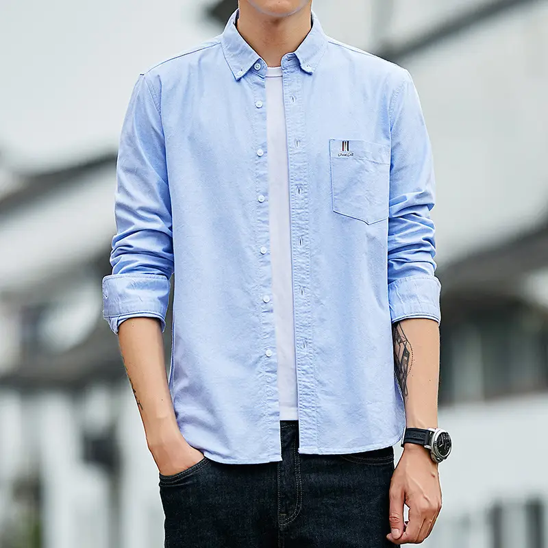 Men's White Cotton Slim Fit Shirt with Embroidered Logo