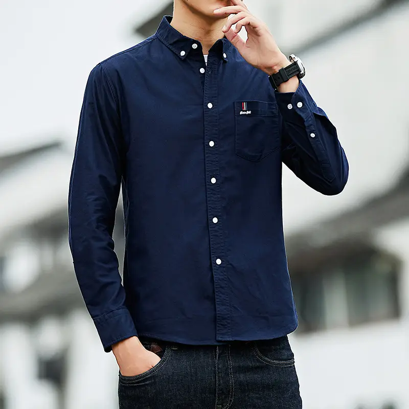 Men's White Cotton Slim Fit Shirt with Embroidered Logo