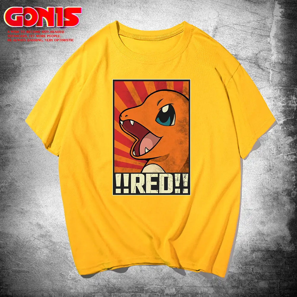 Pikachu T-Shirt Red Anime Brand Pure Cotton Loose Fit - Image 3