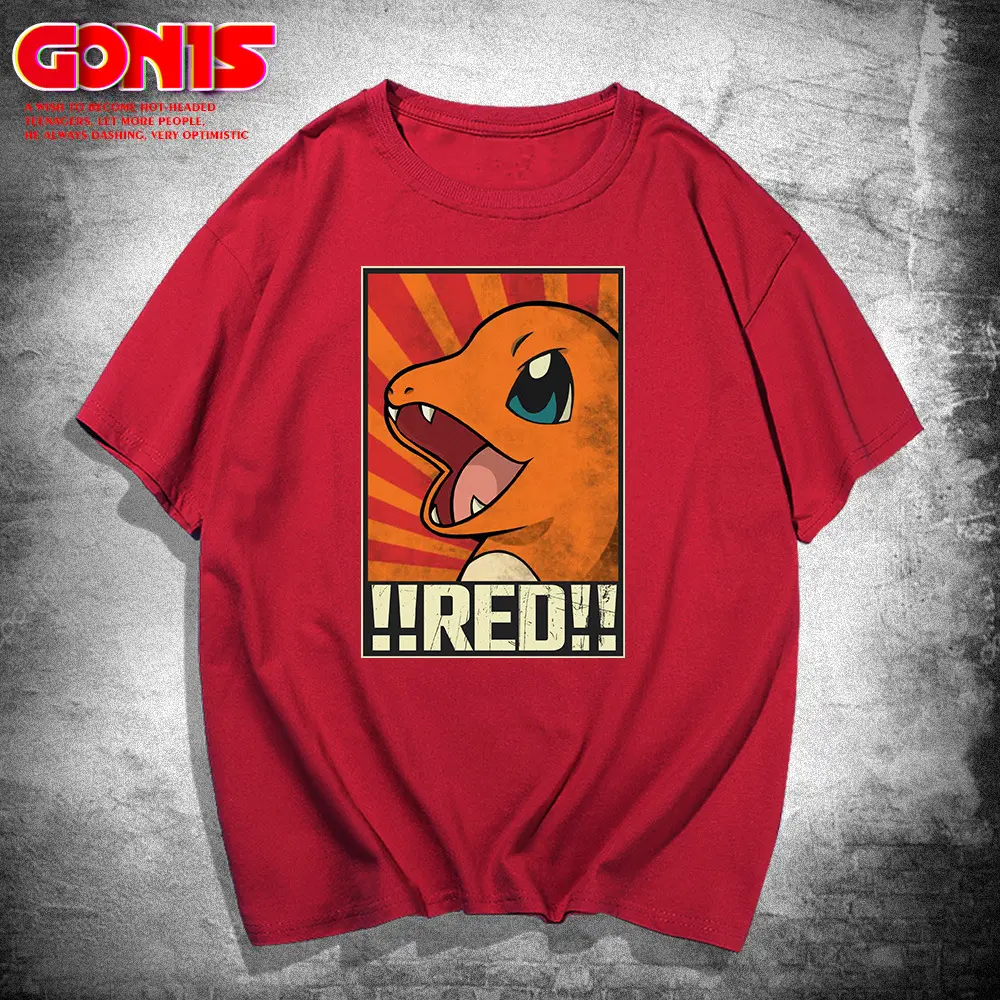 Pikachu T-Shirt Red Anime Brand Pure Cotton Loose Fit - Image 4