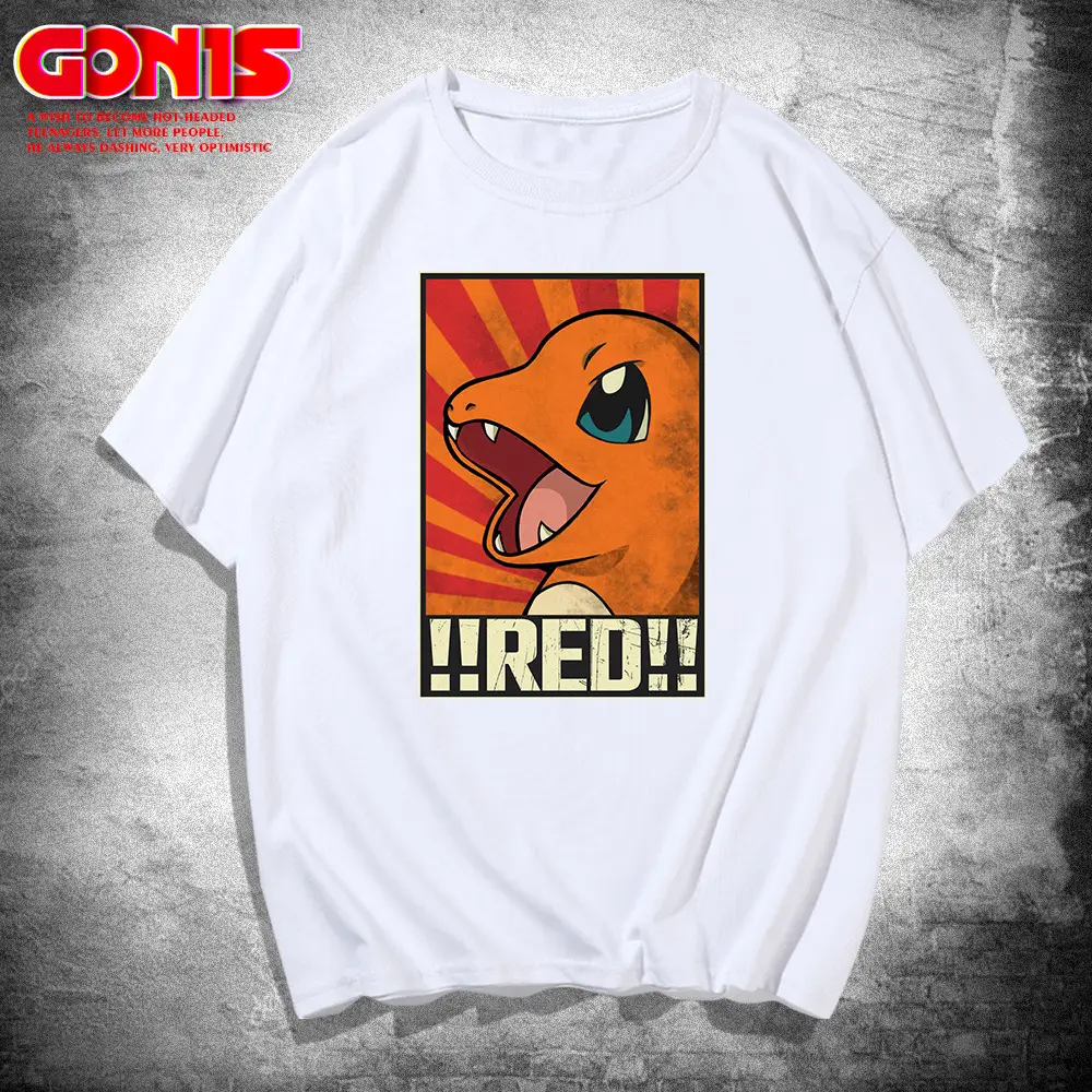 Pikachu T-Shirt Red Anime Brand Pure Cotton Loose Fit - Image 2