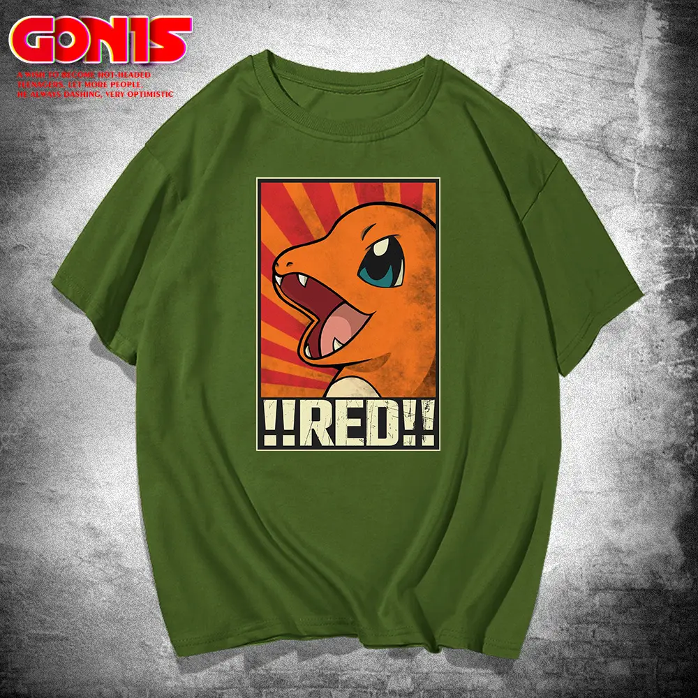 Pikachu T-Shirt Red Anime Brand Pure Cotton Loose Fit - Image 6
