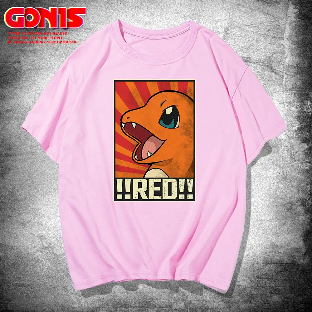 Pikachu T-Shirt Red Anime Brand Pure Cotton Loose Fit - Image 8