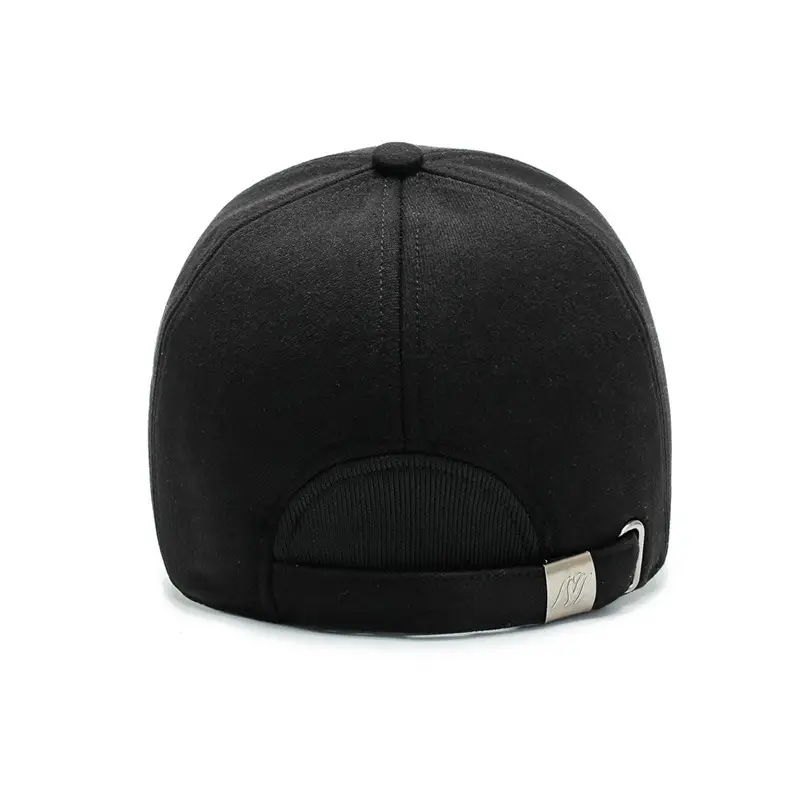Men Winter Wool Cap Black Warm Ear Protection - Image 4