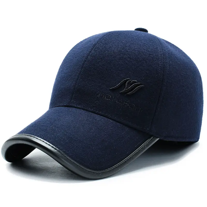Men Winter Wool Cap Black Warm Ear Protection - Image 2