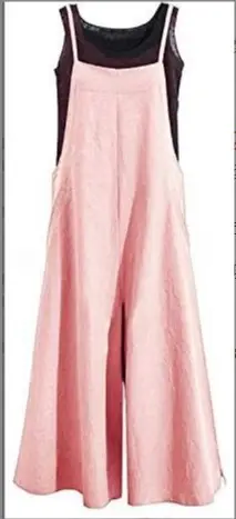 Women's Purple Loose Wide Leg Pants Cotton Casual Jumpsuit - Image 10