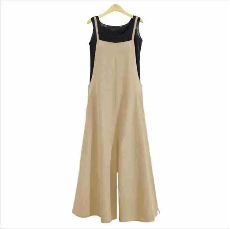 Women's Purple Loose Wide Leg Pants Cotton Casual Jumpsuit - Image 11