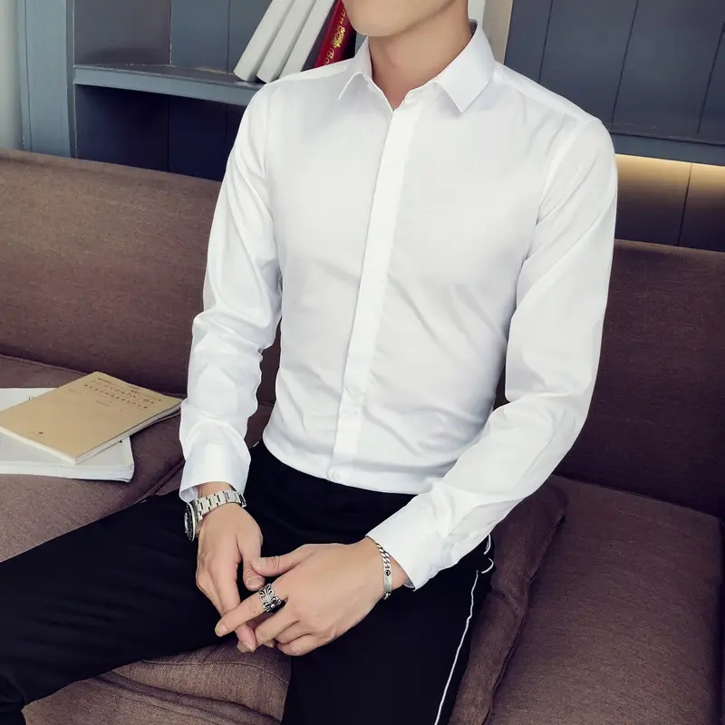 Men's Blue Slim Fit Long Sleeve Shirt