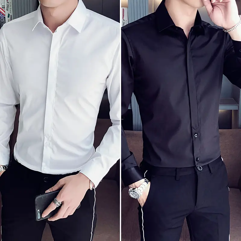 Men's Blue Slim Fit Long Sleeve Shirt