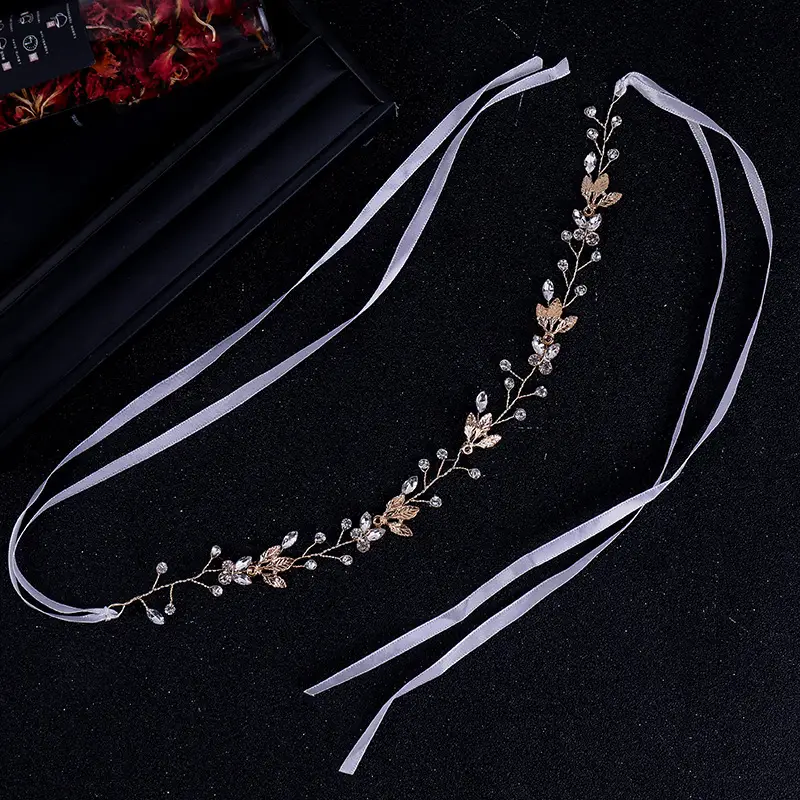 Tuan Ming Xin Niang Gold Leaf Rhinestone Hair Band for Bridal Wear - Image 6