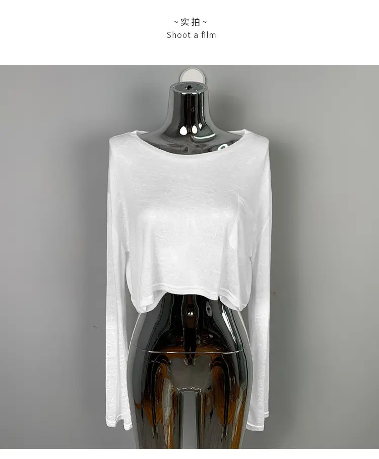 White Long Sleeve T-Shirt for Women — feature 18